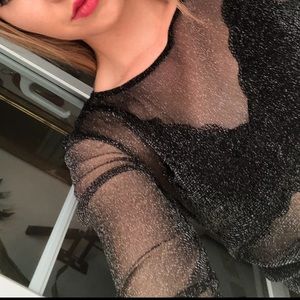 Zara sheer sparkly shirt